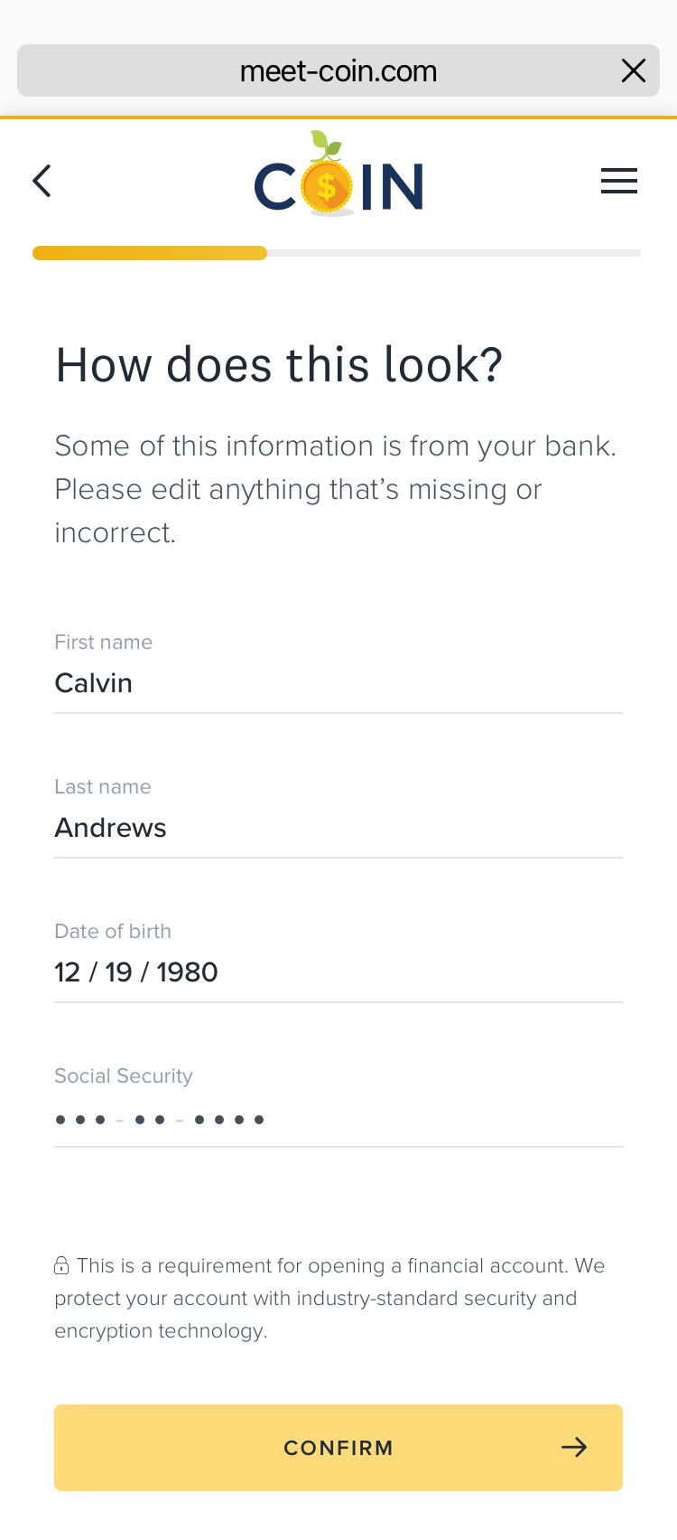 Investment Personal Information