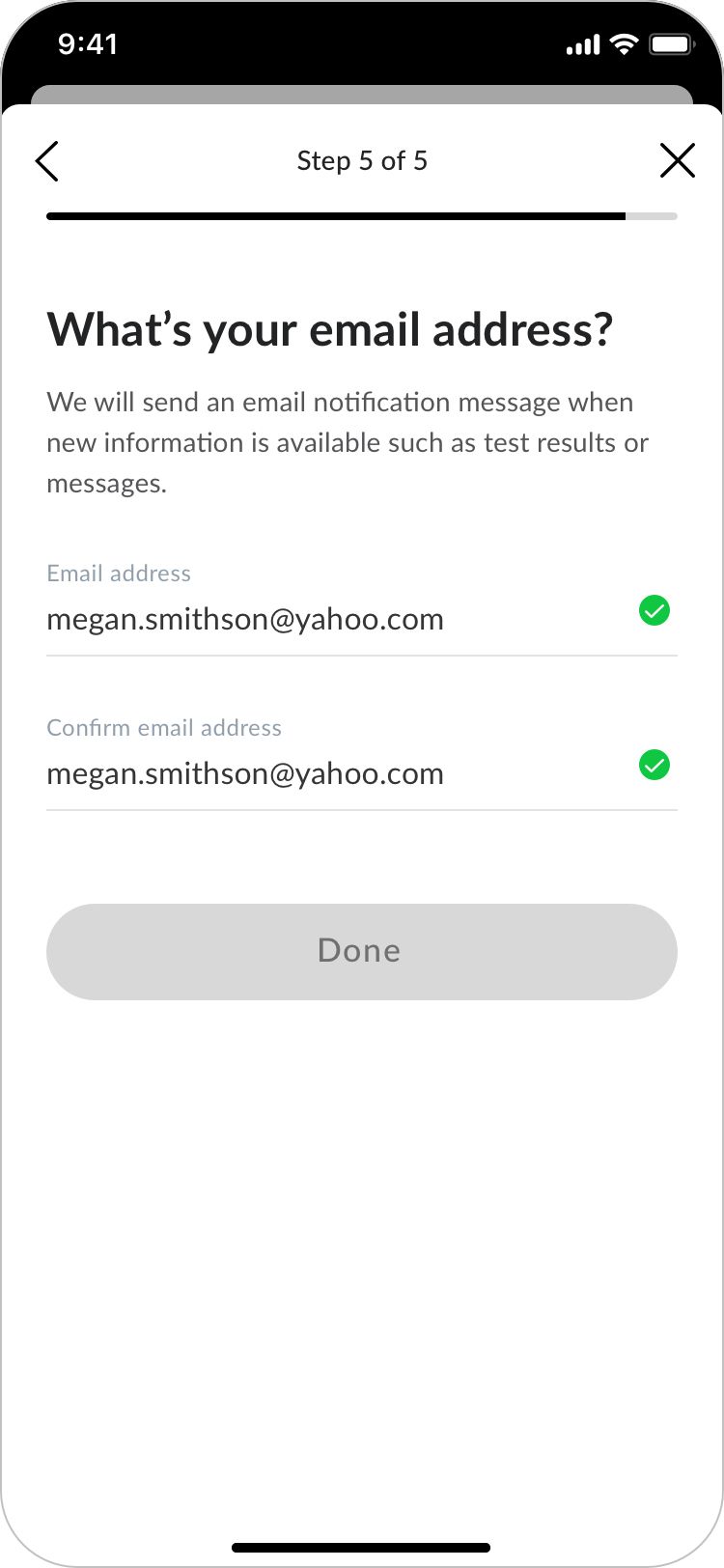 Email address filled
