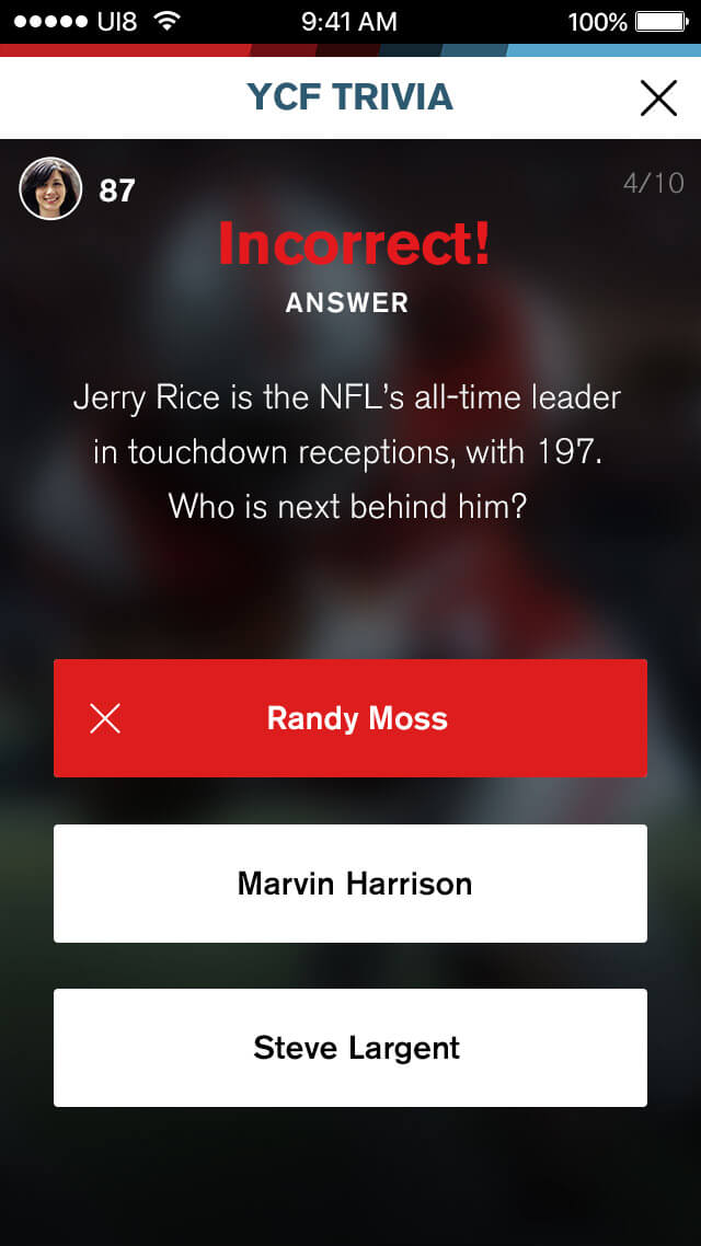 Trivia Incorrect Answer